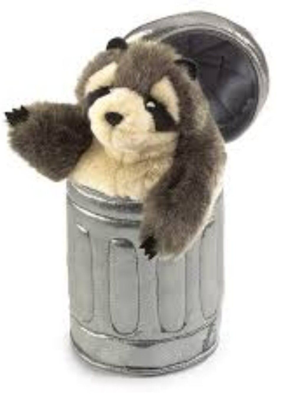 Folkmanis Raccoon In Garbage Can Hand Puppet